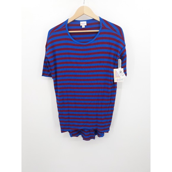 NWT LuLaRoe Irma royal blue/maroon stripes size XXS - Picture 1 of 4